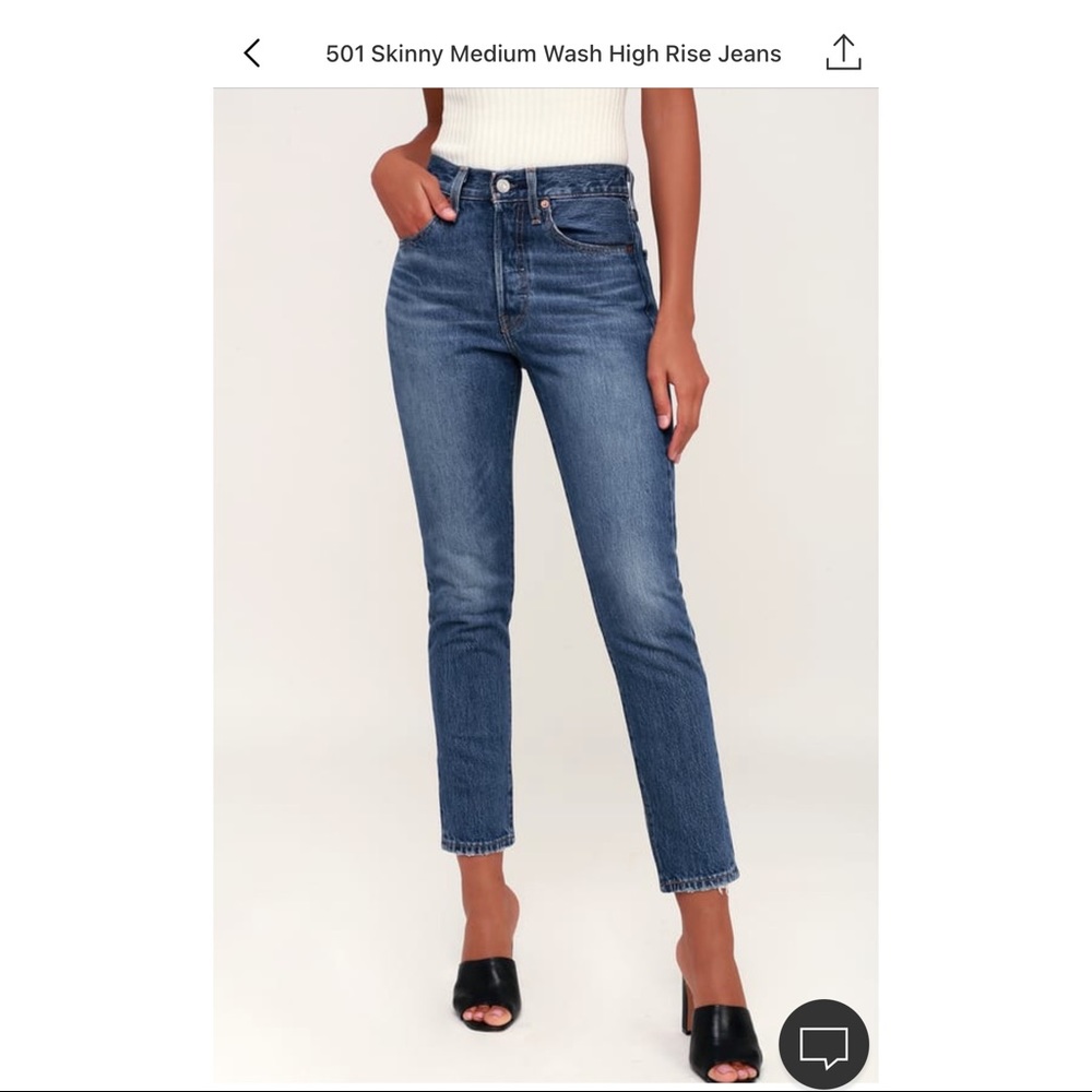 Levi's 501 Skinny Medium Wash High Rise Jeans